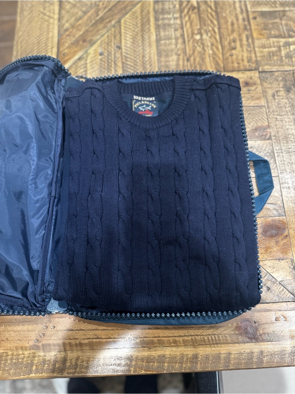 Paul & Shark Navy Cable-Knit Crewneck Sweater - Picture 3 of 5